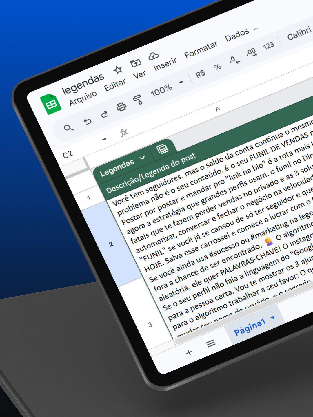 Google Sheets para legendas